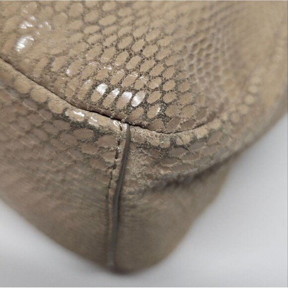 Margot New York Snakeskin Textured Tan Suede Leather Boho Shoulder Hobo Bag - Picture 8 of 9